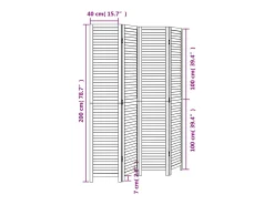 Tabique divisorio de 4 paneles en madera maciza de paulownia negra