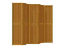 Tabique divisorio de 5 paneles en madera maciza de paulownia marrón