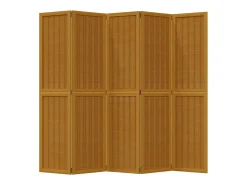 Tabique divisorio de 5 paneles en madera maciza de paulownia marrón