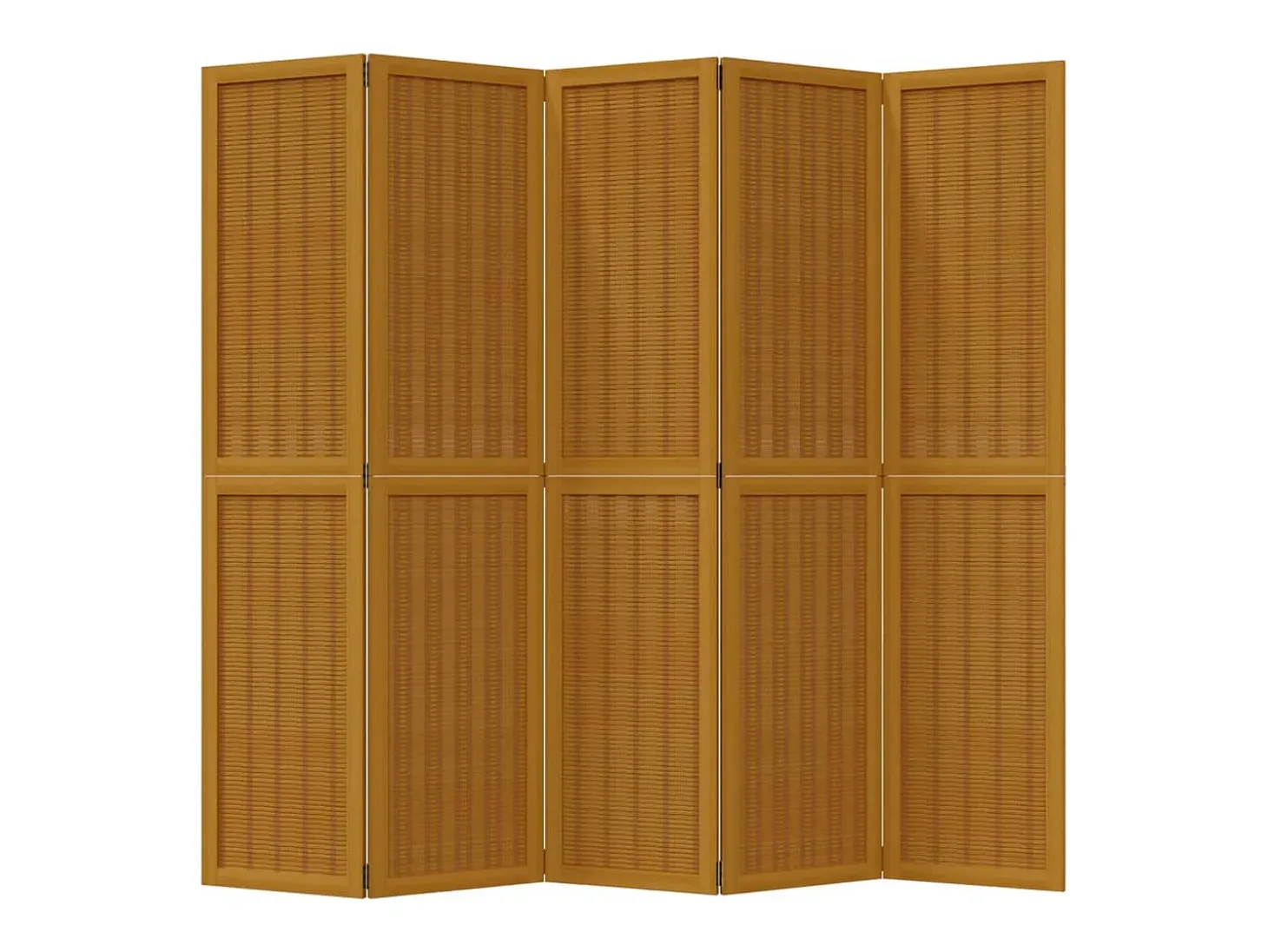 Tabique divisorio de 5 paneles en madera maciza de paulownia marrón