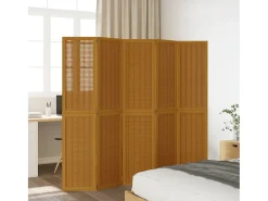 Tabique divisorio de 5 paneles en madera maciza de paulownia marrón