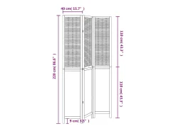 Tabique divisorio de 3 paneles en madera maciza de paulownia blanca