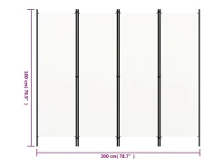 Tabique divisorio de 4 paneles Blanco 200x180 cm