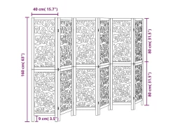 Tabique divisorio de 6 paneles en madera maciza de paulownia negra