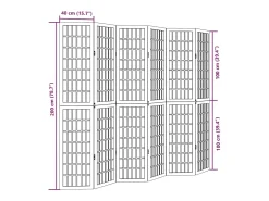 Tabique divisorio de 6 paneles en madera maciza de paulownia blanca