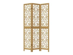 Tabique divisorio de 3 paneles en madera maciza de paulownia marrón