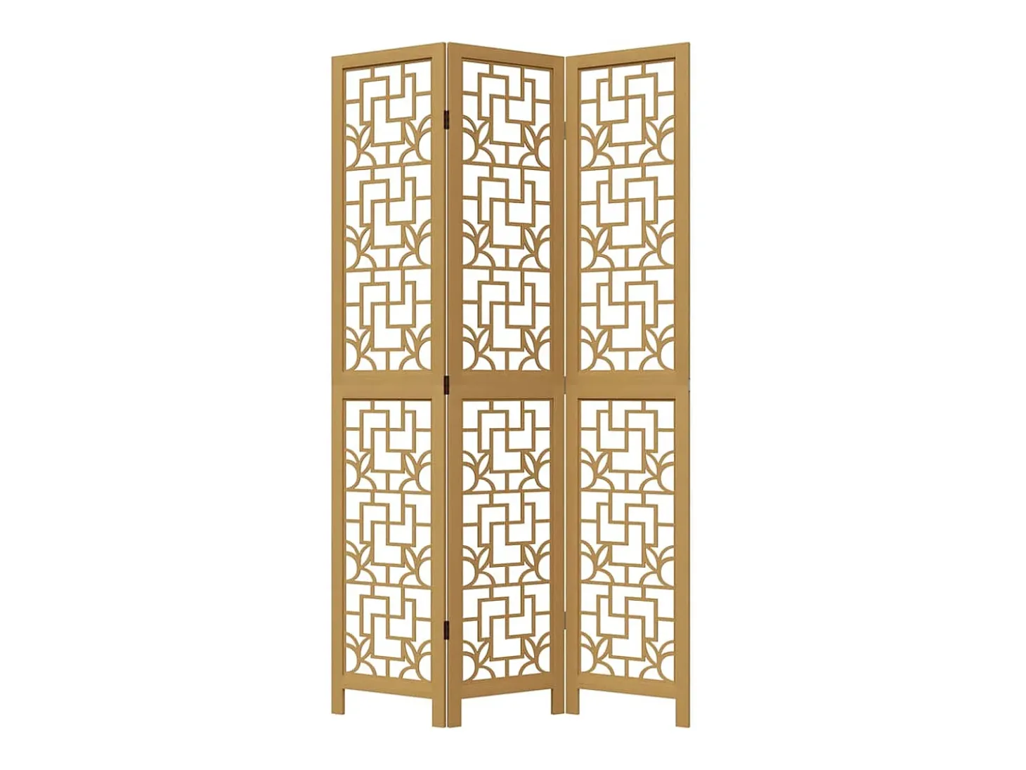 Tabique divisorio de 3 paneles en madera maciza de paulownia marrón