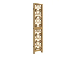 Tabique divisorio de 3 paneles en madera maciza de paulownia marrón