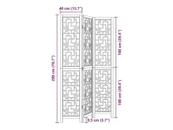 Tabique divisorio de 3 paneles en madera maciza de paulownia marrón