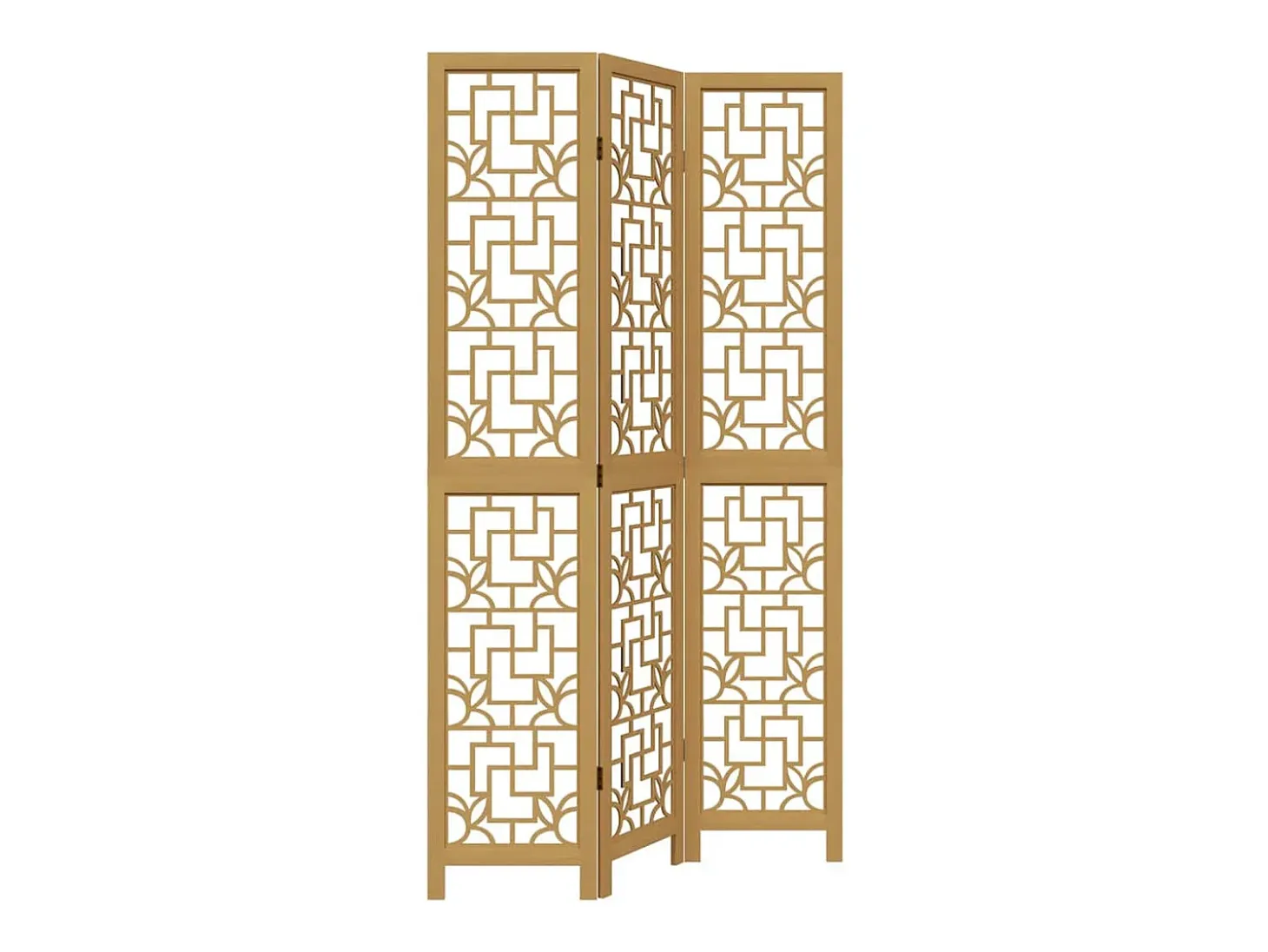 Tabique divisorio de 3 paneles en madera maciza de paulownia marrón