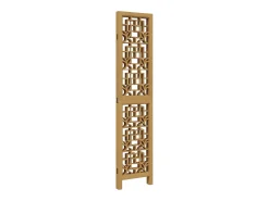 Tabique divisorio de 4 paneles en madera maciza de paulownia marrón