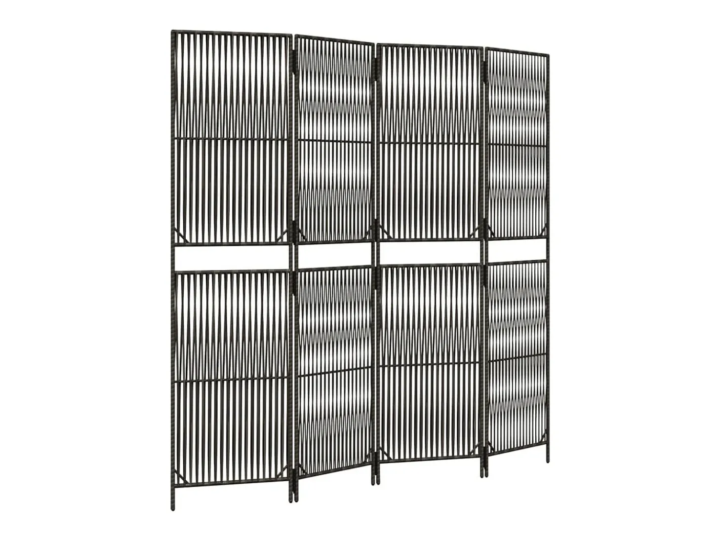 Tabique divisorio de mimbre de resina gris de 4 paneles