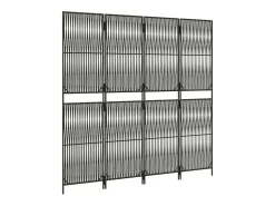 Tabique divisorio de mimbre de resina gris de 4 paneles