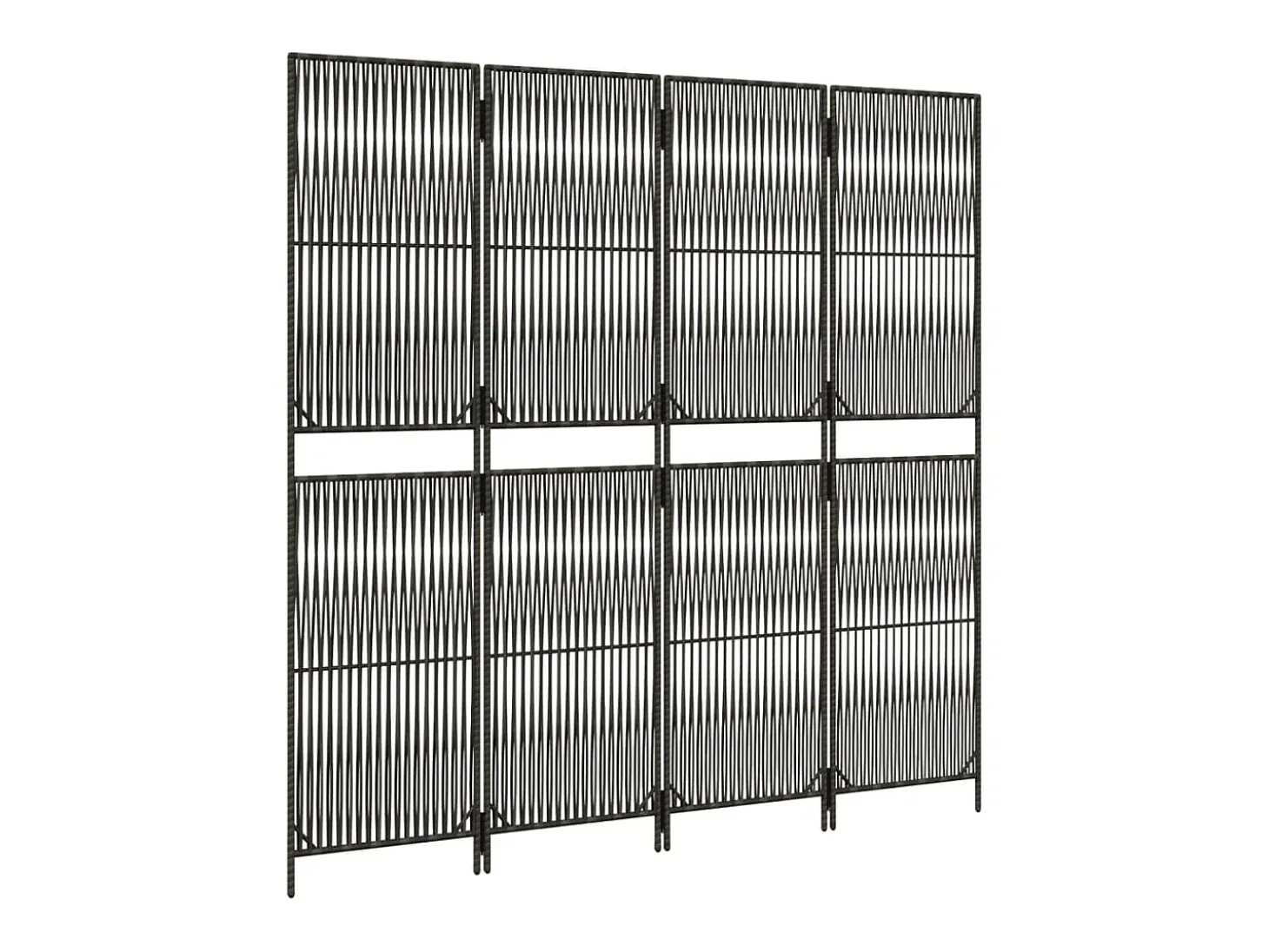Tabique divisorio de mimbre de resina gris de 4 paneles