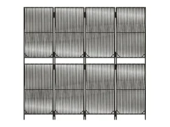 Tabique divisorio de mimbre de resina gris de 4 paneles