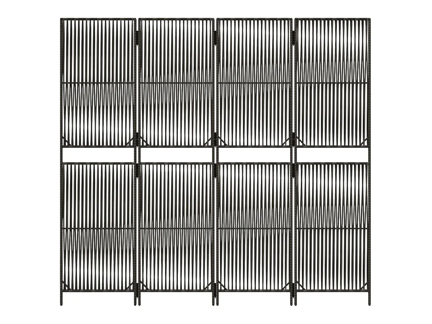 Tabique divisorio de mimbre de resina gris de 4 paneles