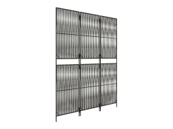 Tabique divisorio de mimbre de resina gris de 3 paneles