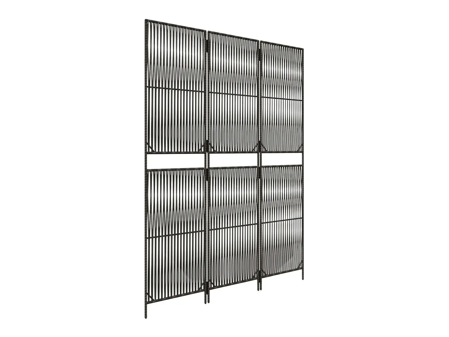 Tabique divisorio de mimbre de resina gris de 3 paneles