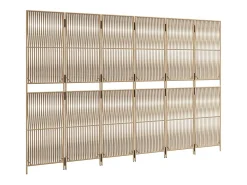 Tabique divisorio de mimbre de resina beige de 6 paneles