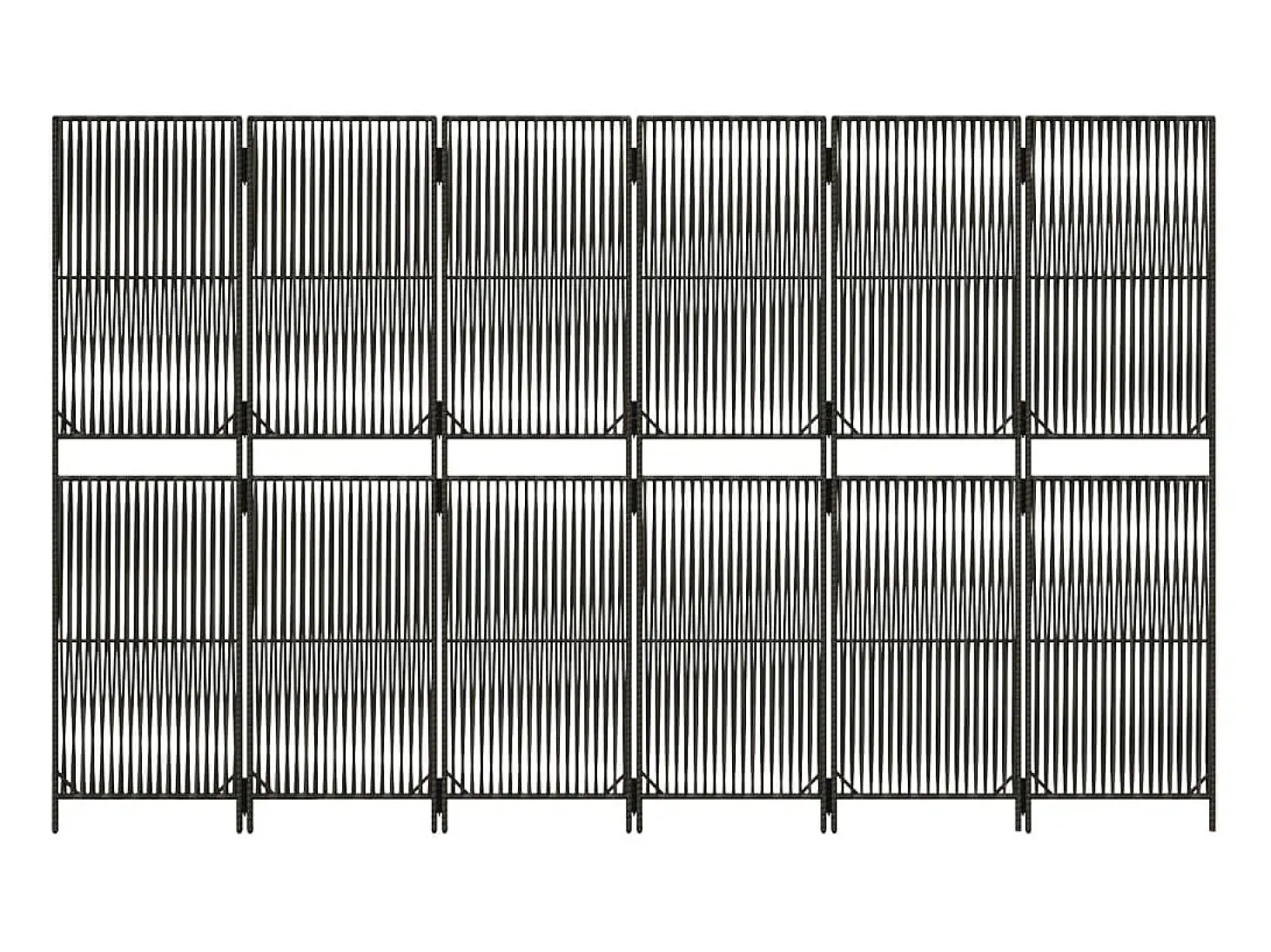 Tabique divisorio de mimbre de resina gris de 6 paneles