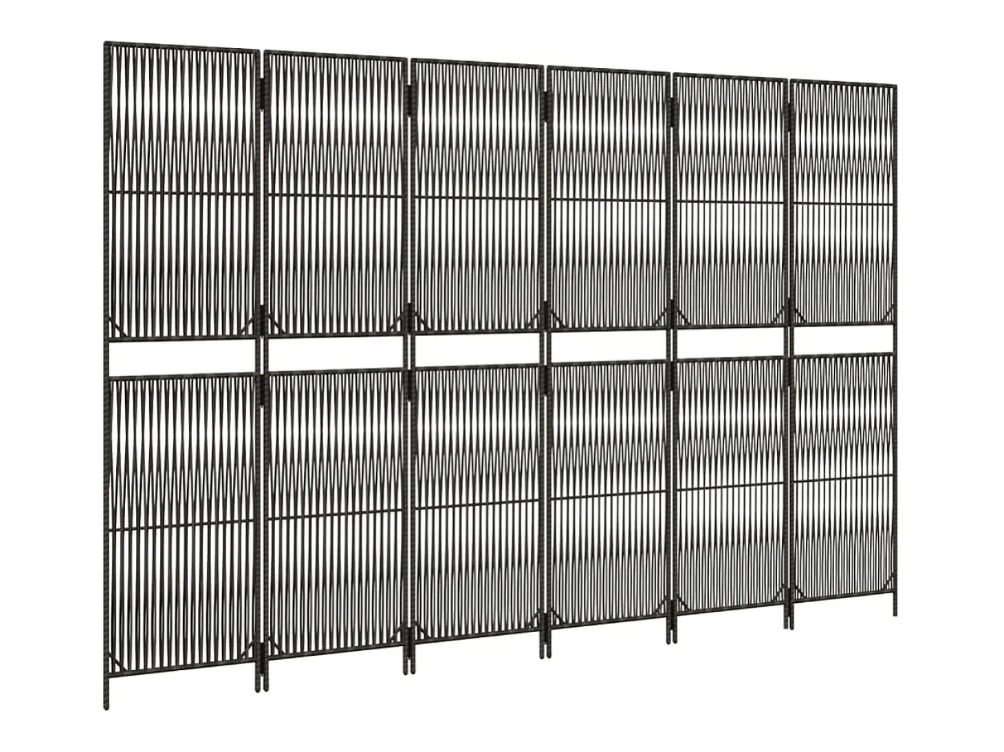 Tabique divisorio de mimbre de resina gris de 6 paneles