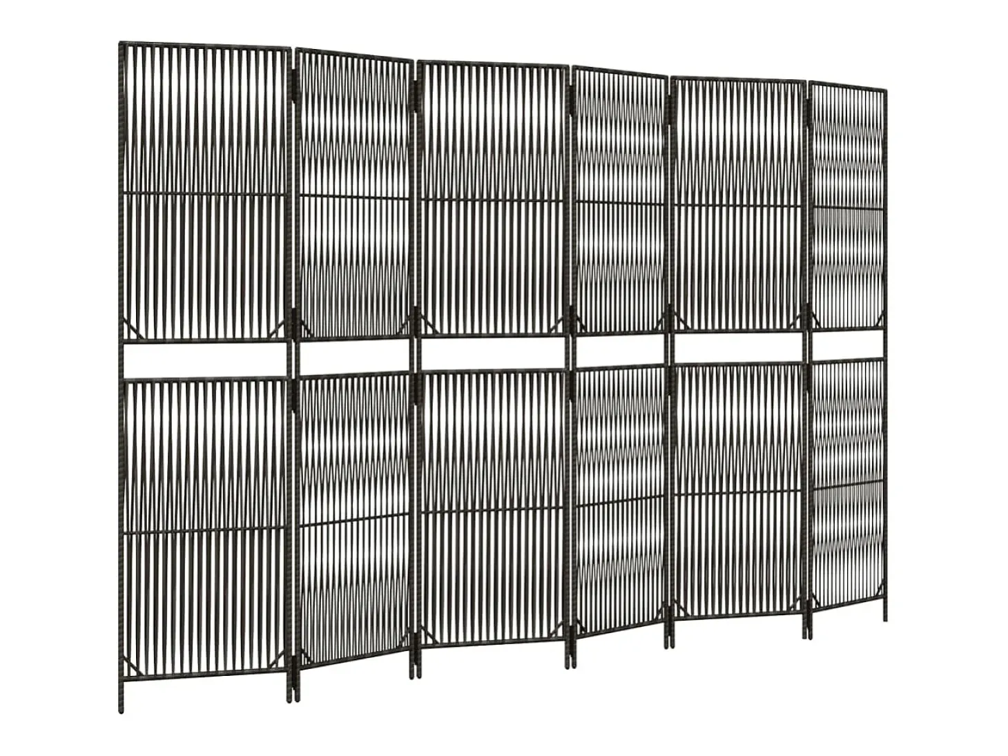 Tabique divisorio de mimbre de resina gris de 6 paneles