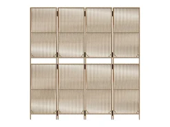 Tabique divisorio de mimbre de resina beige de 4 paneles