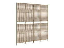 Tabique divisorio de mimbre de resina beige de 4 paneles