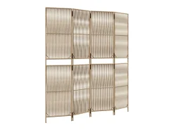Tabique divisorio de mimbre de resina beige de 4 paneles