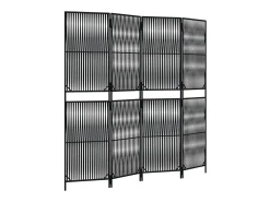 Tabique divisorio de mimbre de resina negra de 4 paneles
