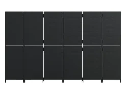Tabique divisorio de mimbre de resina negra de 6 paneles
