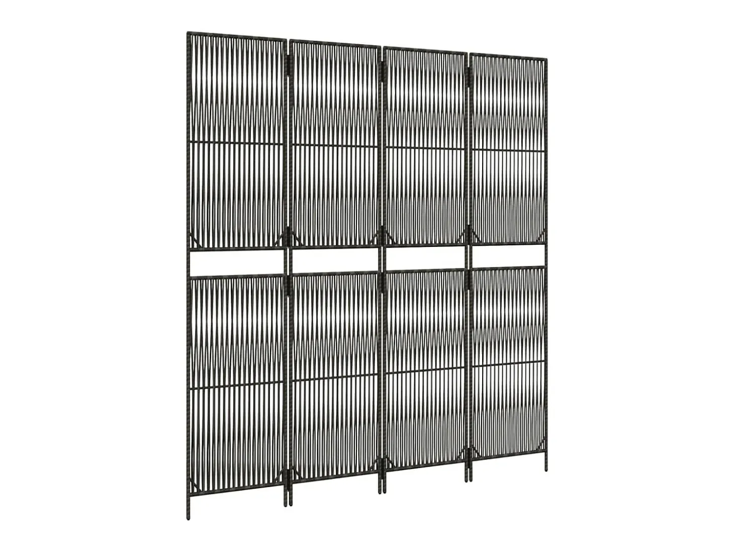 Tabique divisorio de mimbre de resina gris de 4 paneles