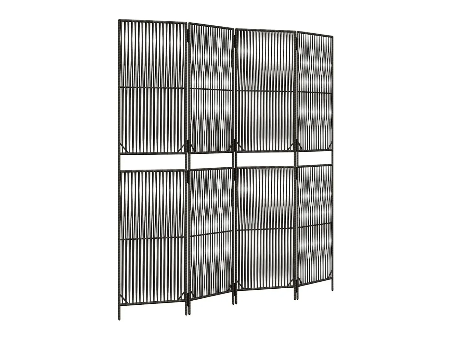Tabique divisorio de mimbre de resina gris de 4 paneles
