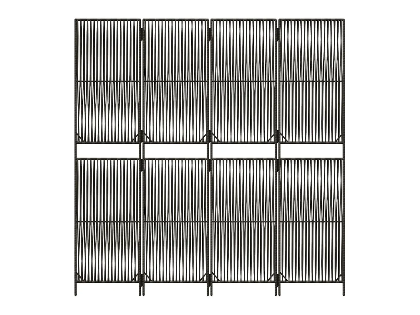 Tabique divisorio de mimbre de resina gris de 4 paneles