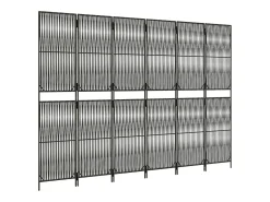 Tabique divisorio de mimbre de resina gris de 6 paneles