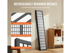 Tabique Divisorio SucceBuy, Tabique Divisorio Japonés de 4 Paneles, Tabique Japonés Portátil, de Madera, Gira 360°, 162 x 170 x 1,9 cm, para Separar Habitaciones