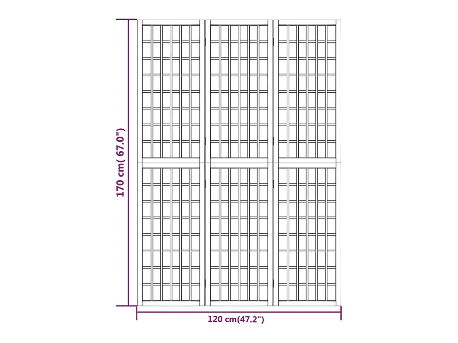 Tabique plegable 3 paneles 120x170 cm Negro