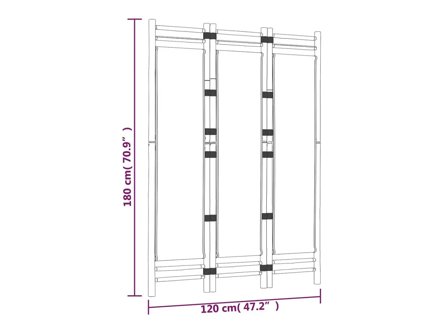 Tabique plegable 3 paneles 120 cm Bambú y lona