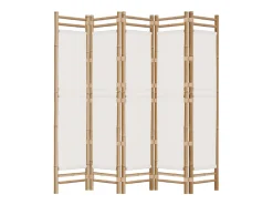 Tabique plegable 5 paneles 200 cm Bambú y lona