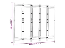 Tabique plegable 5 paneles 200 cm Bambú y lona