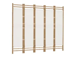 Tabique plegable 5 paneles 200 cm Bambú y lona