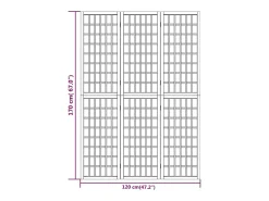 Tabique plegable 3 paneles 120x170 cm Blanco