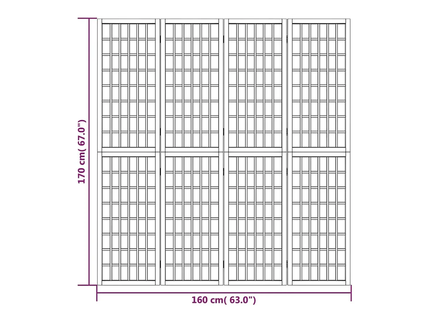 Tabique plegable 4 paneles 160x170 cm Blanco