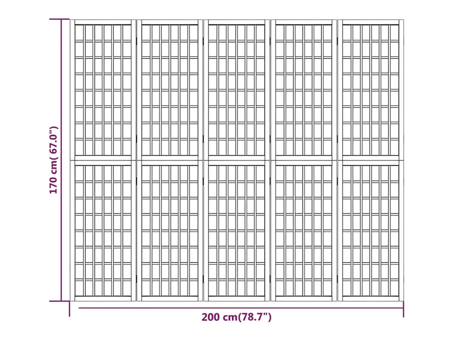 Tabique plegable 5 paneles 200x170 cm