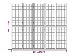 Tabique plegable 5 paneles 200x170 cm Blanco