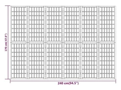 Tabique plegable 6 paneles 240x170 cm Blanco