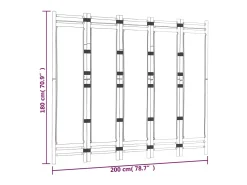 Tabique plegable 5 paneles 200 cm Bambú y lona