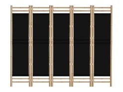 Tabique plegable 5 paneles 200 cm Bambú y lona