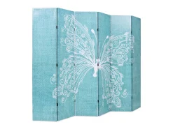 Tabique plegable 228 x 170 cm Papillon Bleu