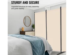 Tabique SucceBuy Biombo de 4 Paneles, Biombo Plegable, Separador Portátil, Separador Independiente para Oficina, Dormitorio y Estudio, Beige
